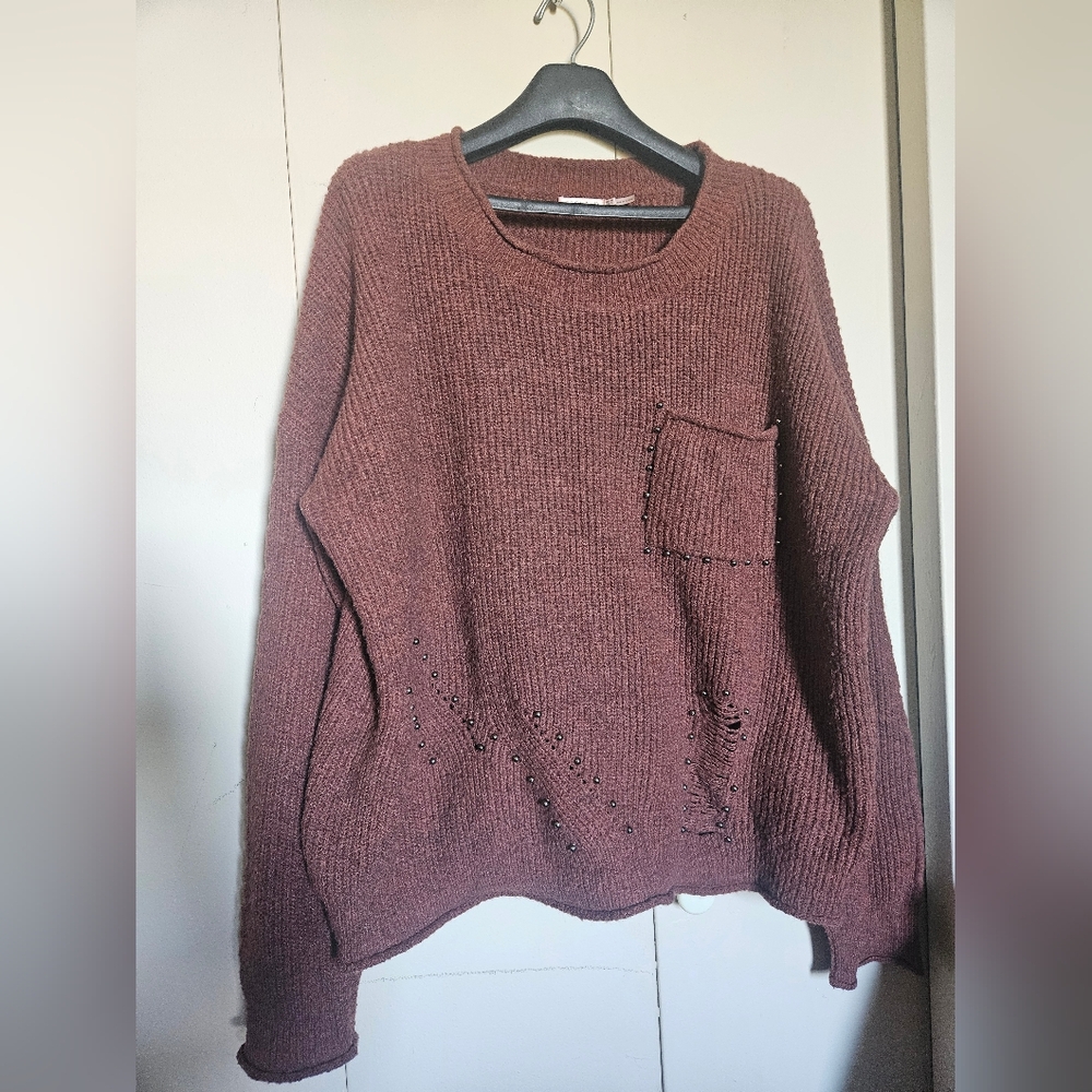 ESQUALO Rust Crew Neck Sweater Soft Knit Casual